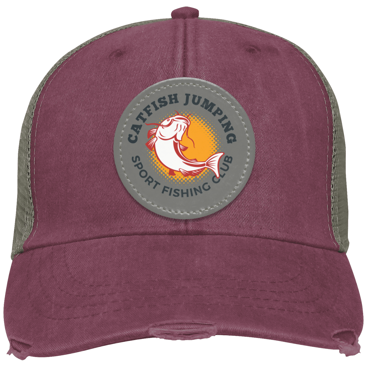 Catfish Jumping Distressed Ollie Cap - Patch