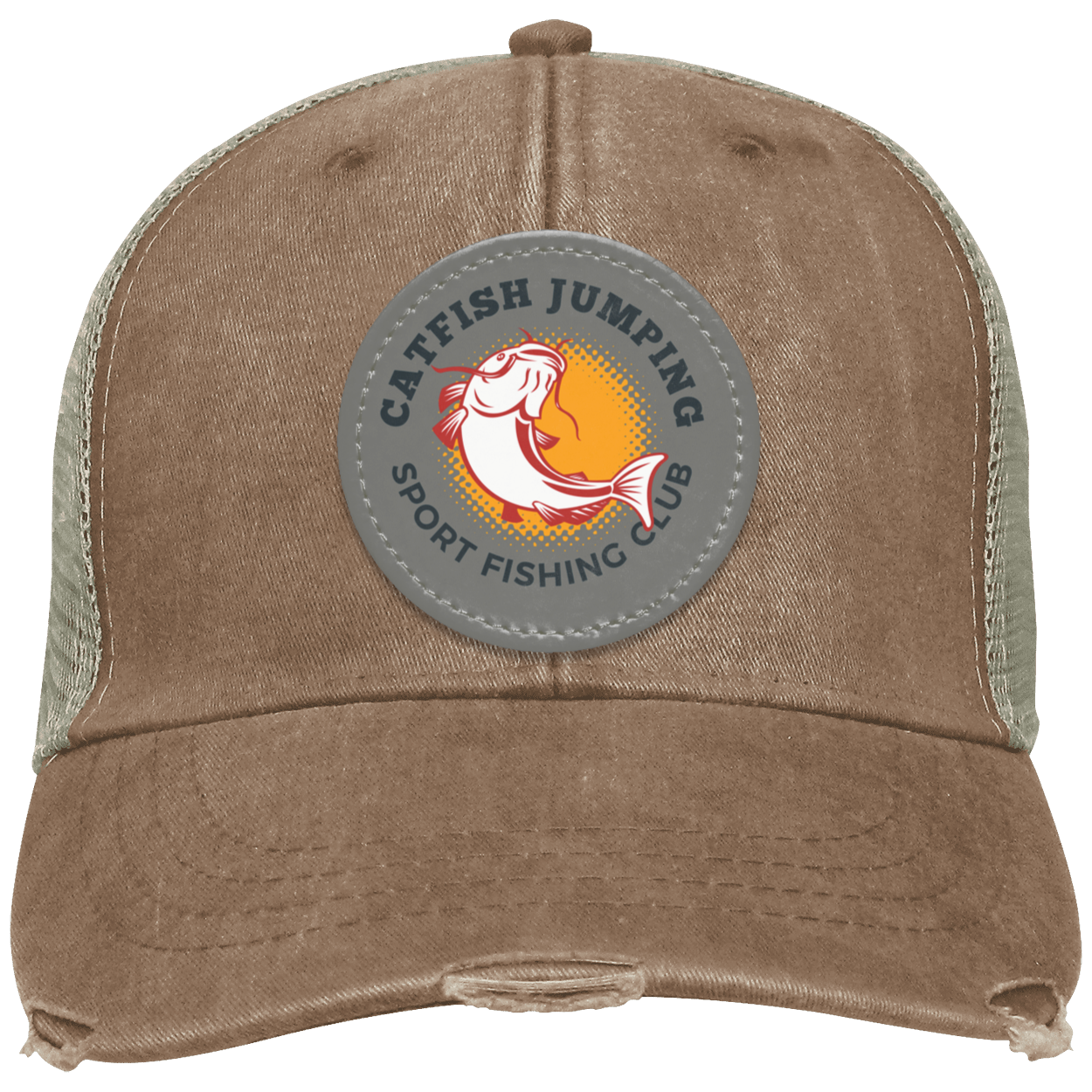 Catfish Jumping Distressed Ollie Cap - Patch