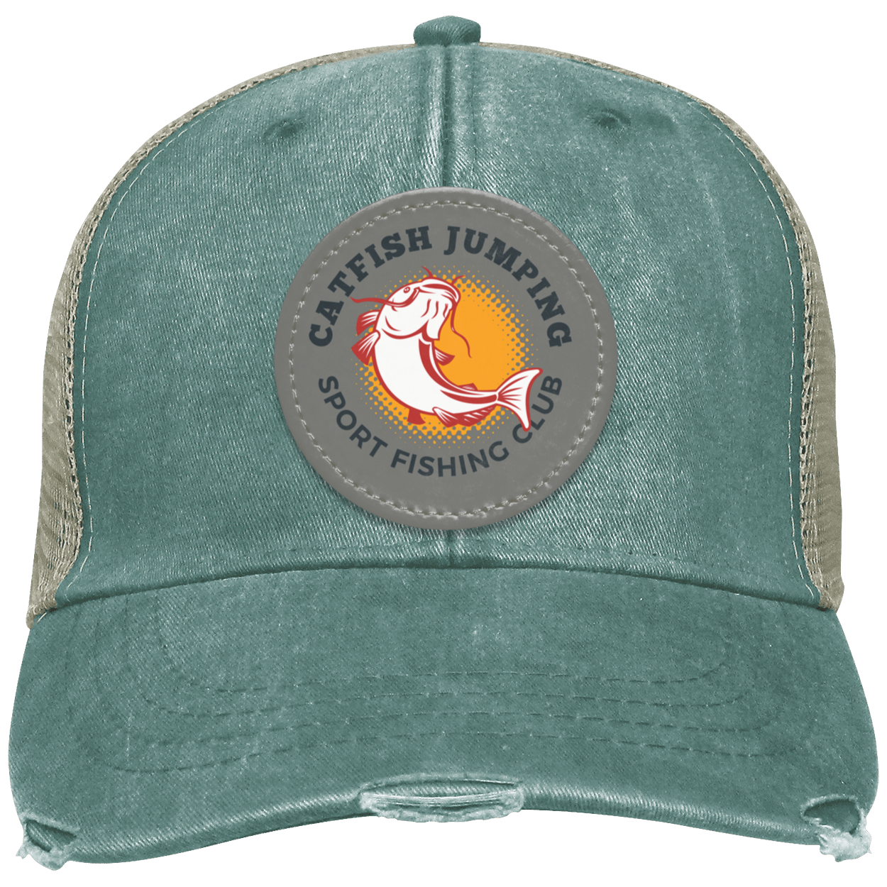 Catfish Jumping Distressed Ollie Cap - Patch