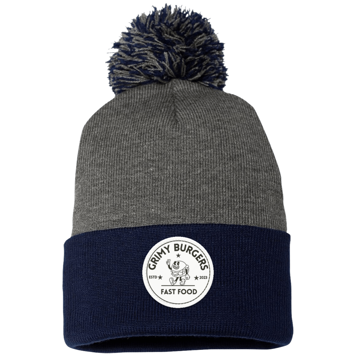 Grimy Burgers Pom Pom Knit Cap - Patch