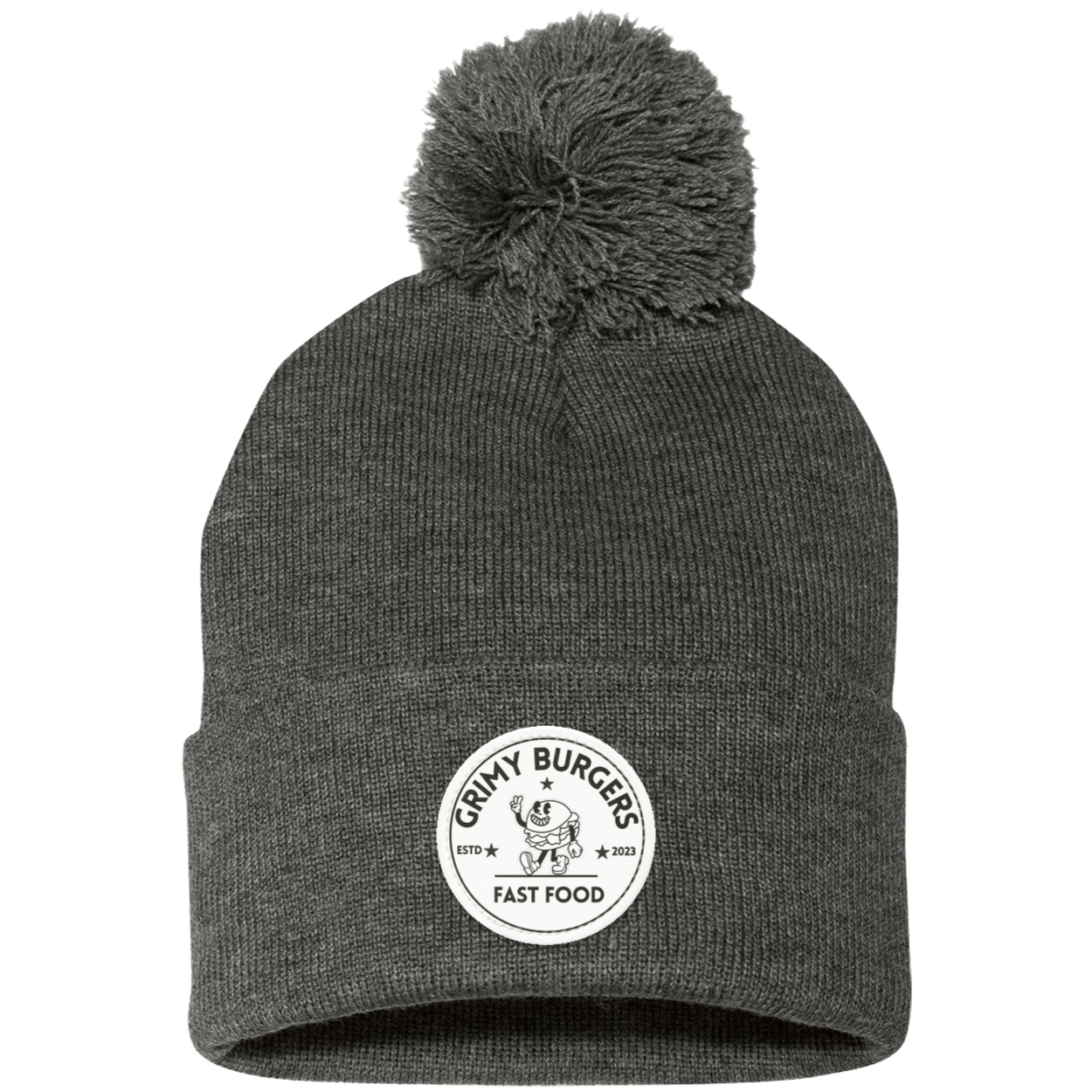 Grimy Burgers Pom Pom Knit Cap - Patch