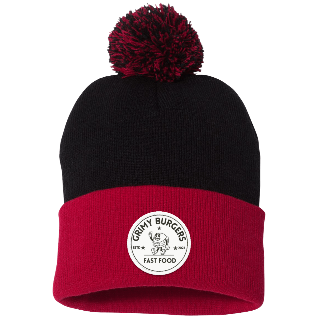 Grimy Burgers Pom Pom Knit Cap - Patch