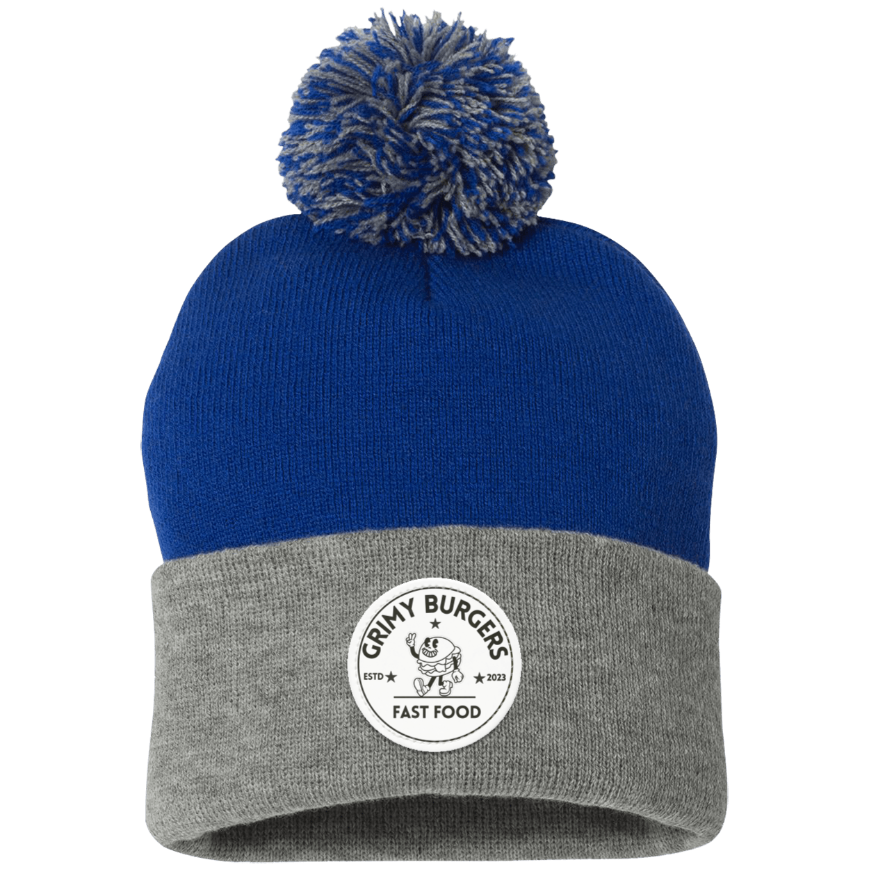Grimy Burgers Pom Pom Knit Cap - Patch