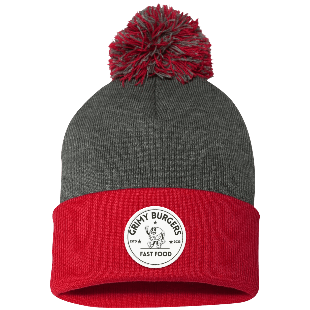 Grimy Burgers Pom Pom Knit Cap - Patch