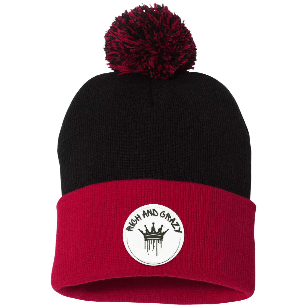 Rich Pom Pom Knit Cap - Patch