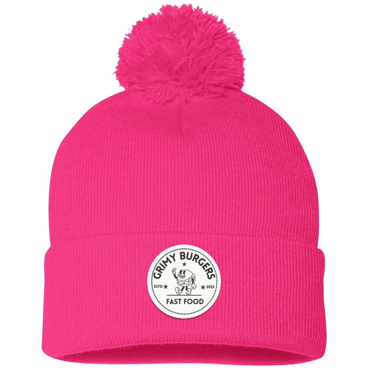Grimy Burgers Pom Pom Knit Cap - Patch