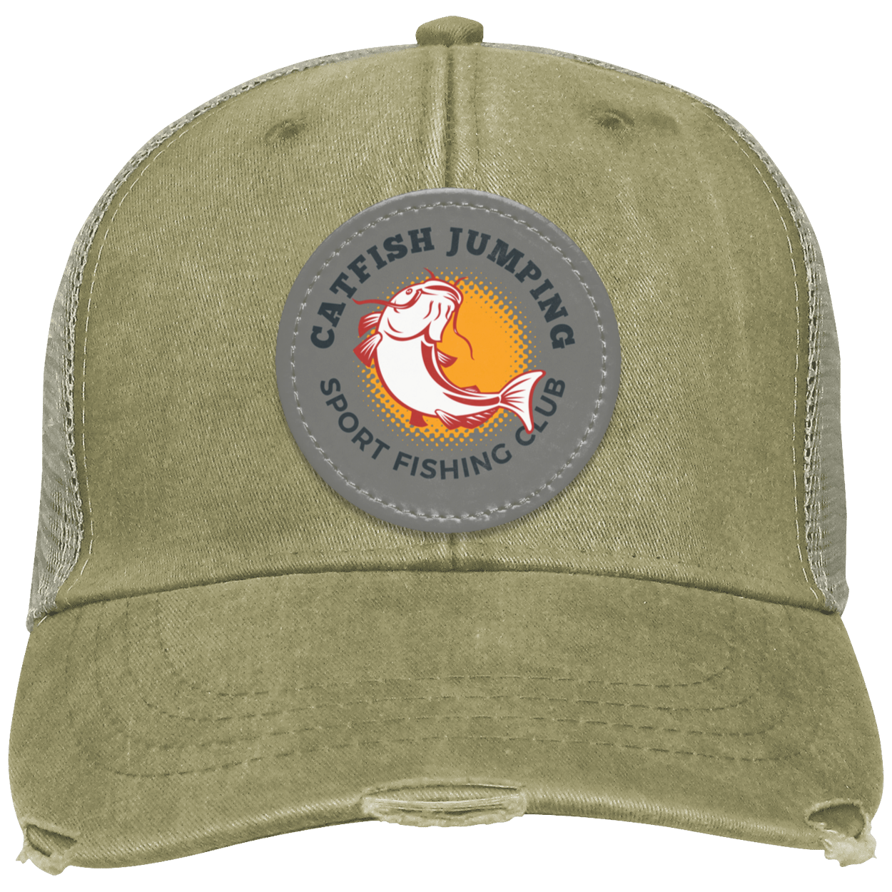 Catfish Jumping Distressed Ollie Cap - Patch