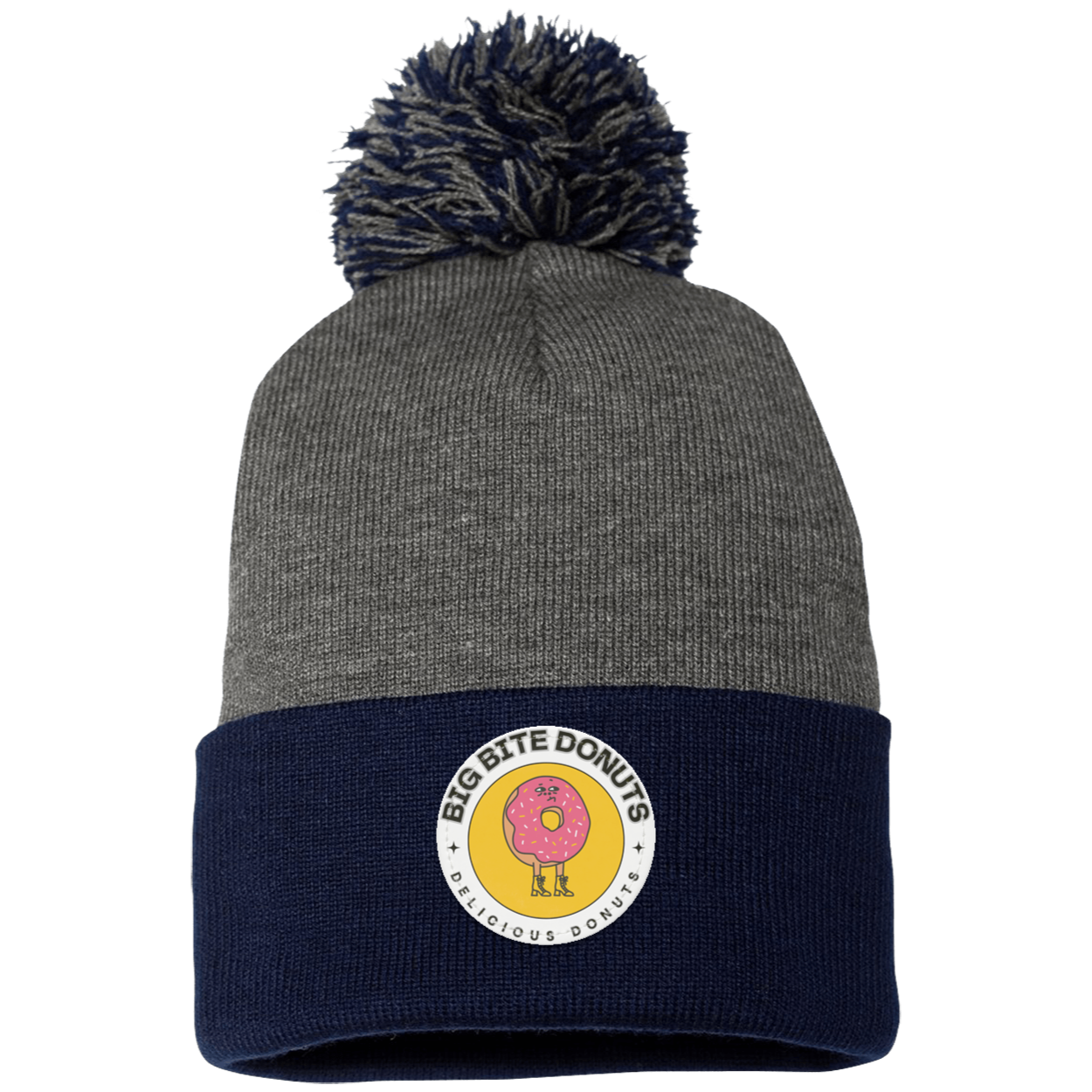 Big Bite Pom Pom Knit Cap - Patch