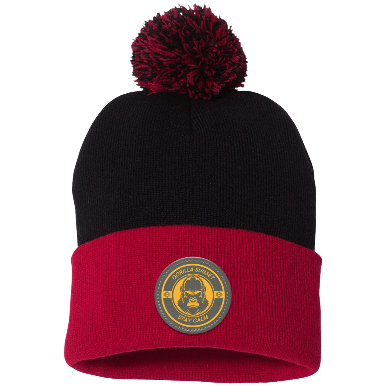 Gorilla Pom Pom Knit Cap - Patch