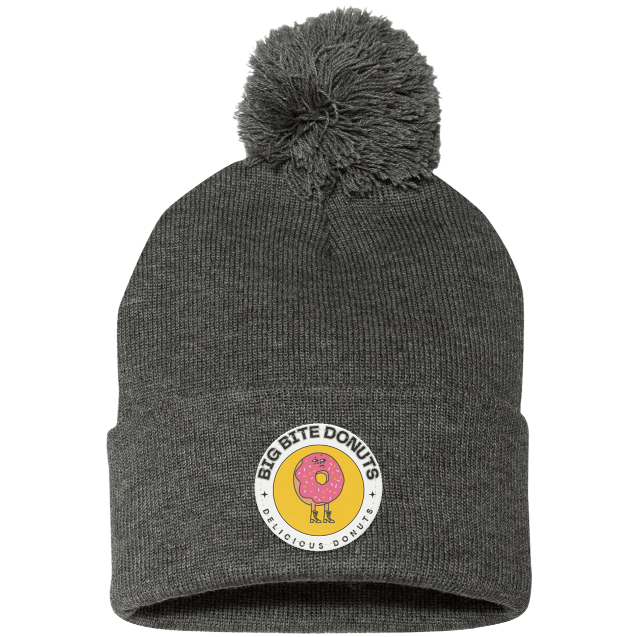 Big Bite Pom Pom Knit Cap - Patch