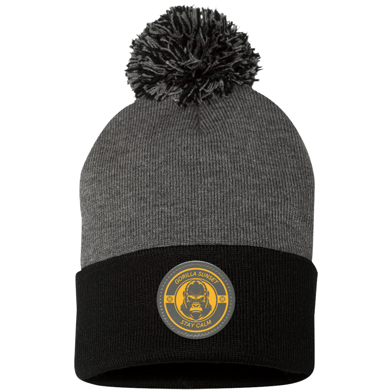 Gorilla Pom Pom Knit Cap - Patch