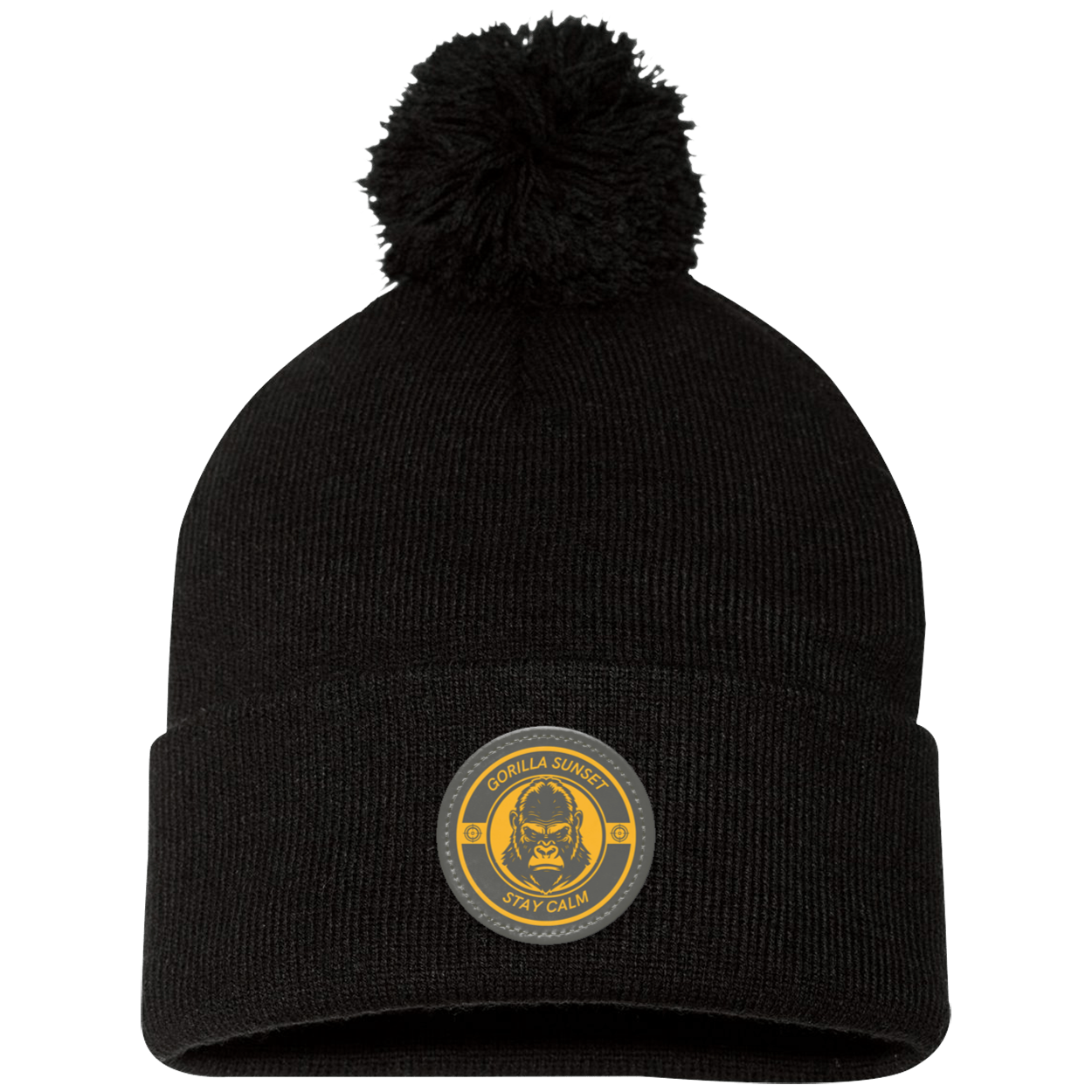 Gorilla Pom Pom Knit Cap - Patch