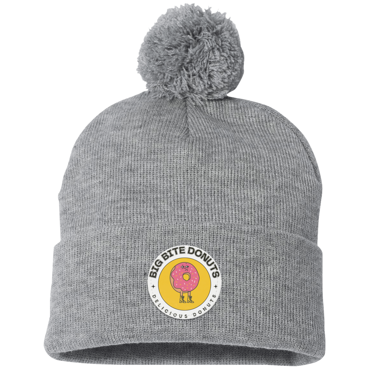 Big Bite Pom Pom Knit Cap - Patch