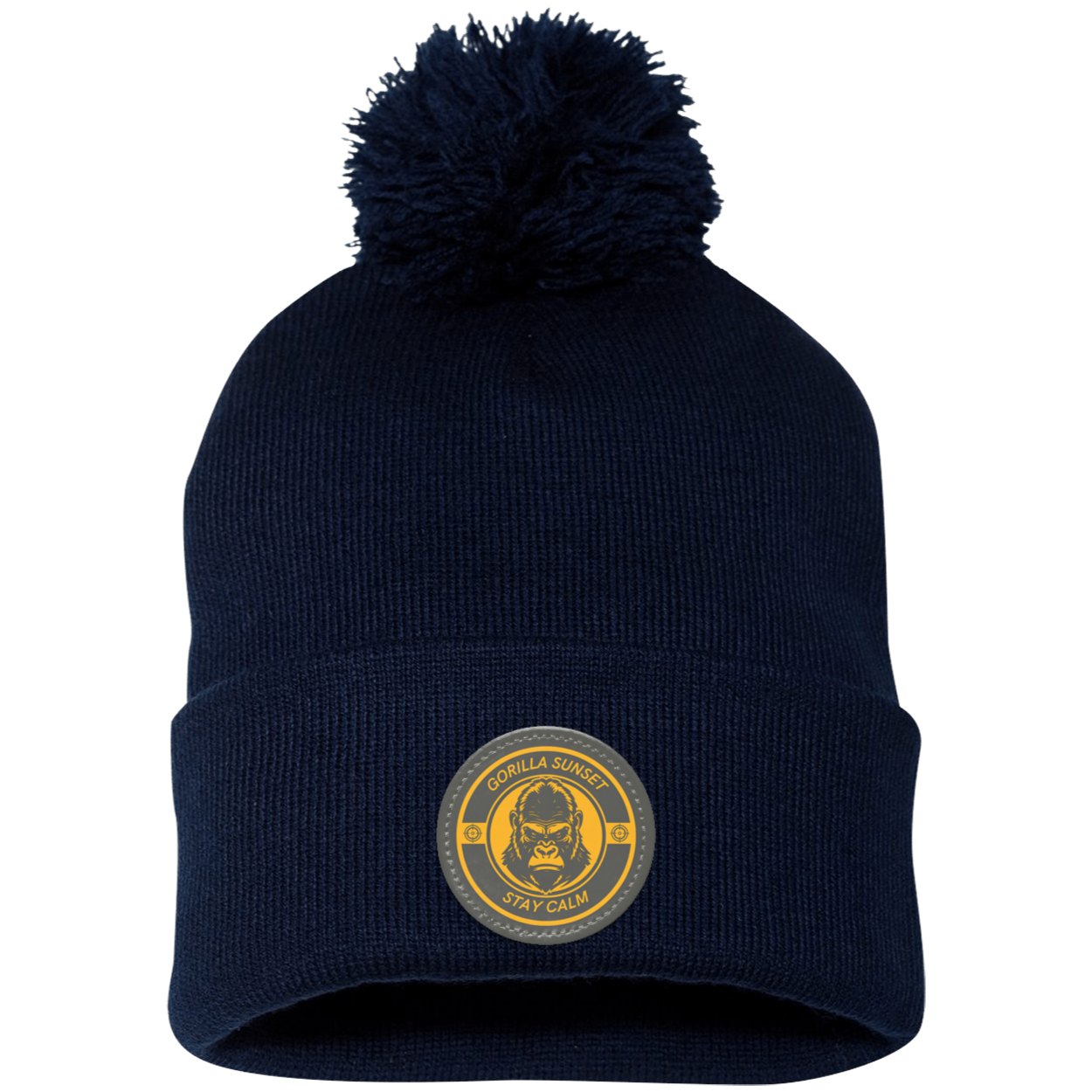 Gorilla Pom Pom Knit Cap - Patch