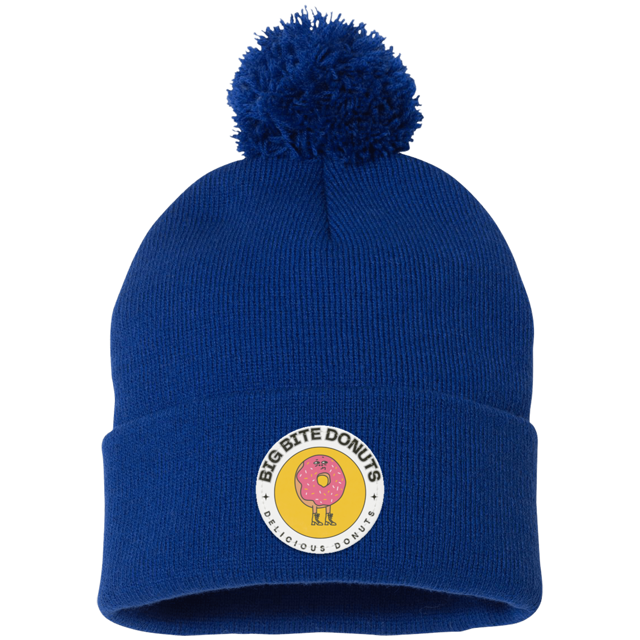 Big Bite Pom Pom Knit Cap - Patch