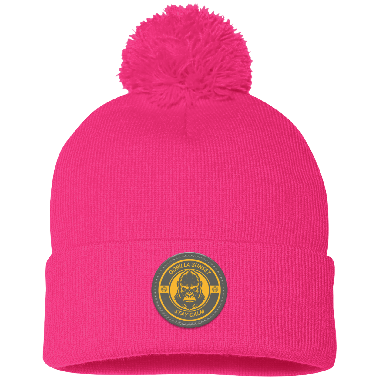 Gorilla Pom Pom Knit Cap - Patch