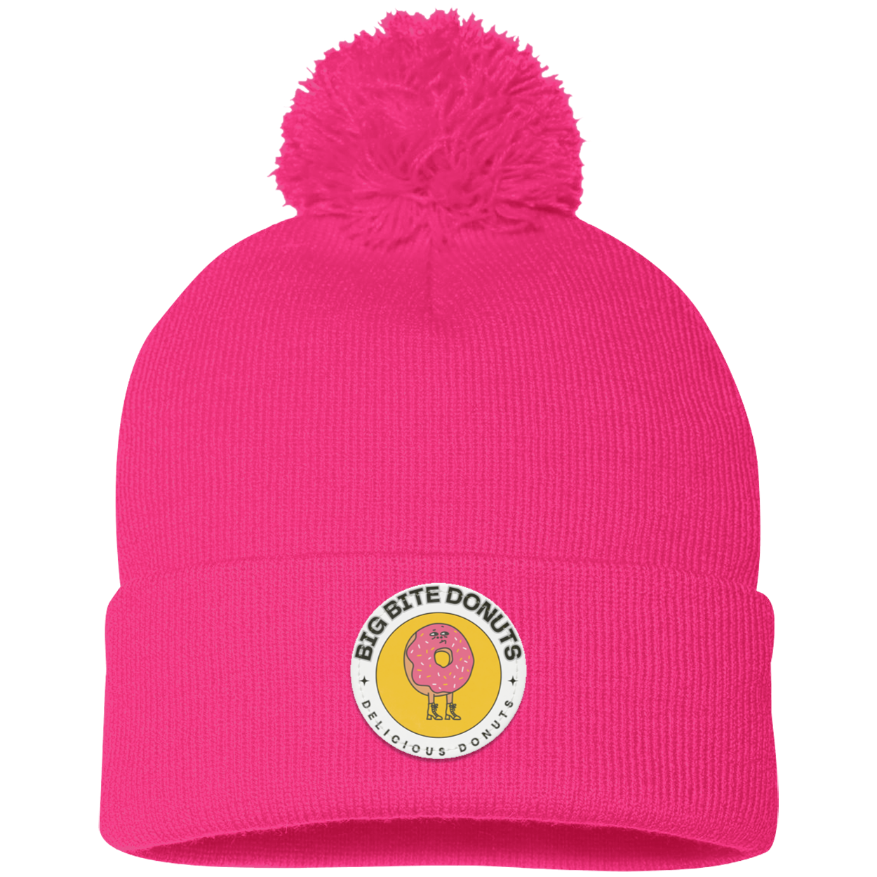 Big Bite Pom Pom Knit Cap - Patch