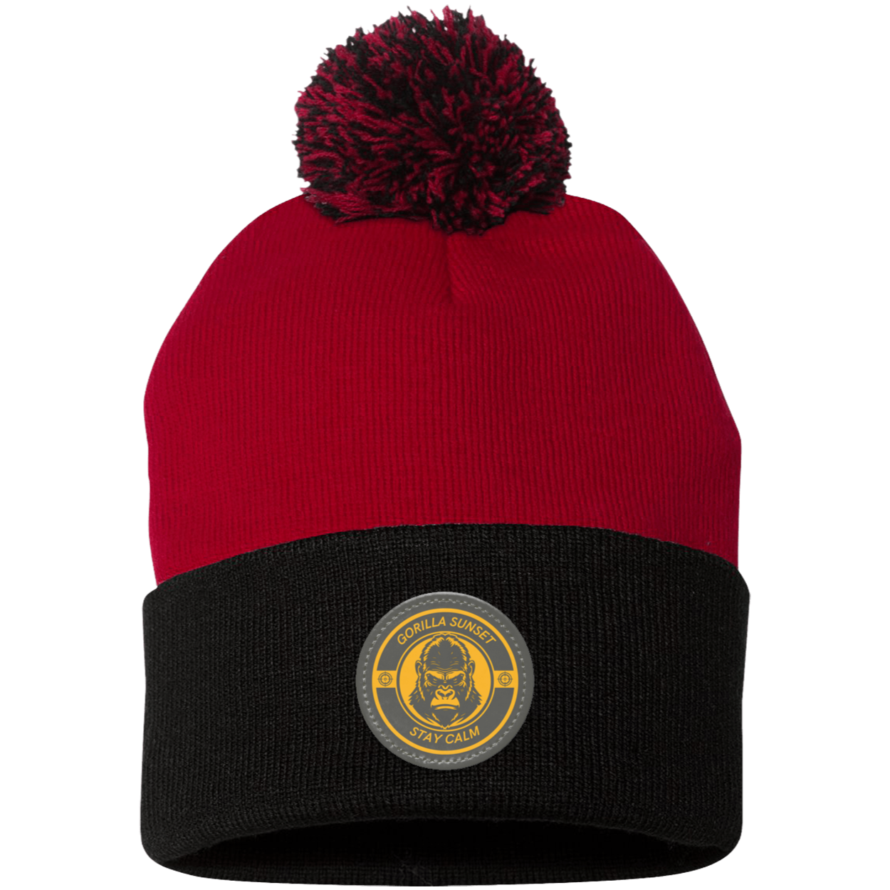 Gorilla Pom Pom Knit Cap - Patch