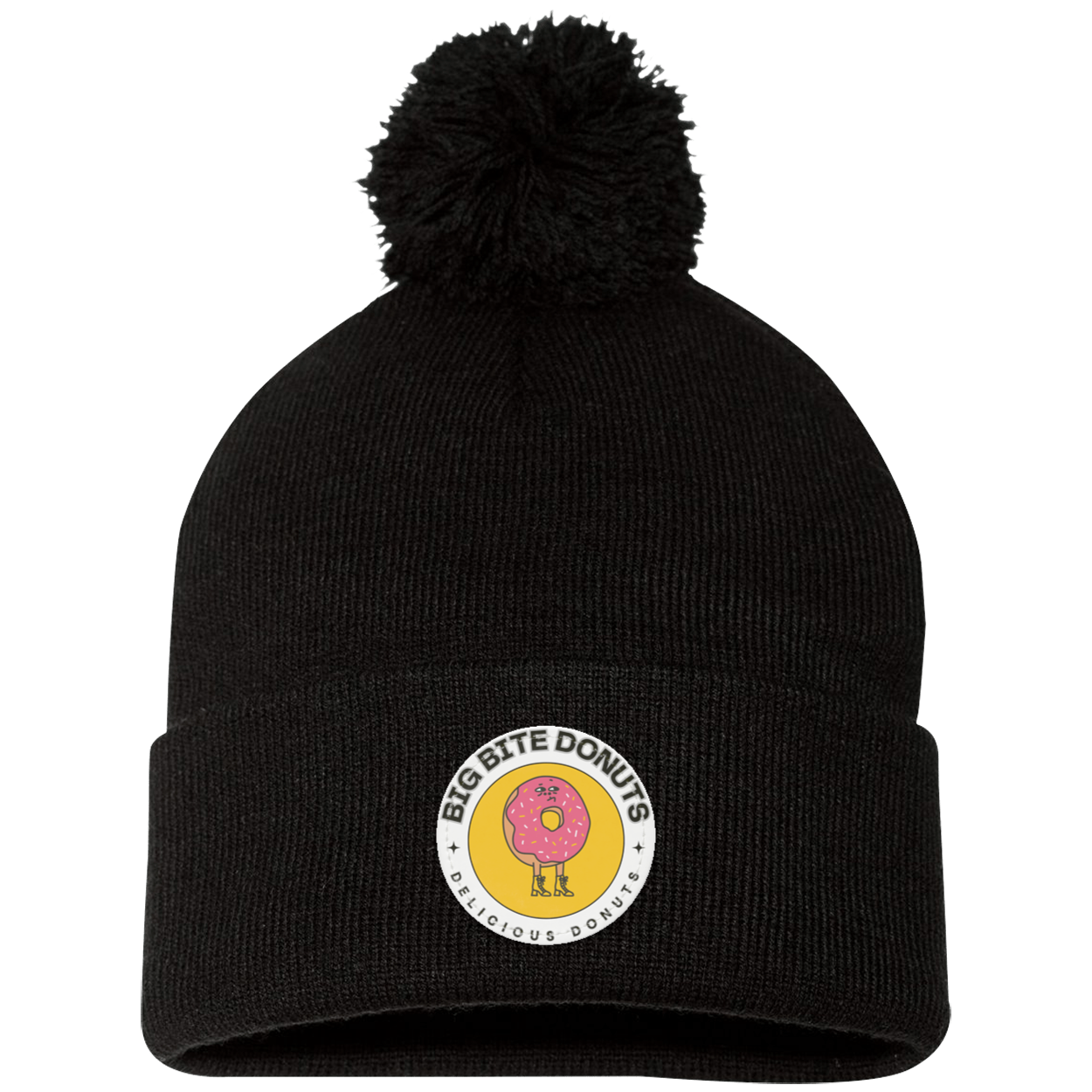 Big Bite Pom Pom Knit Cap - Patch