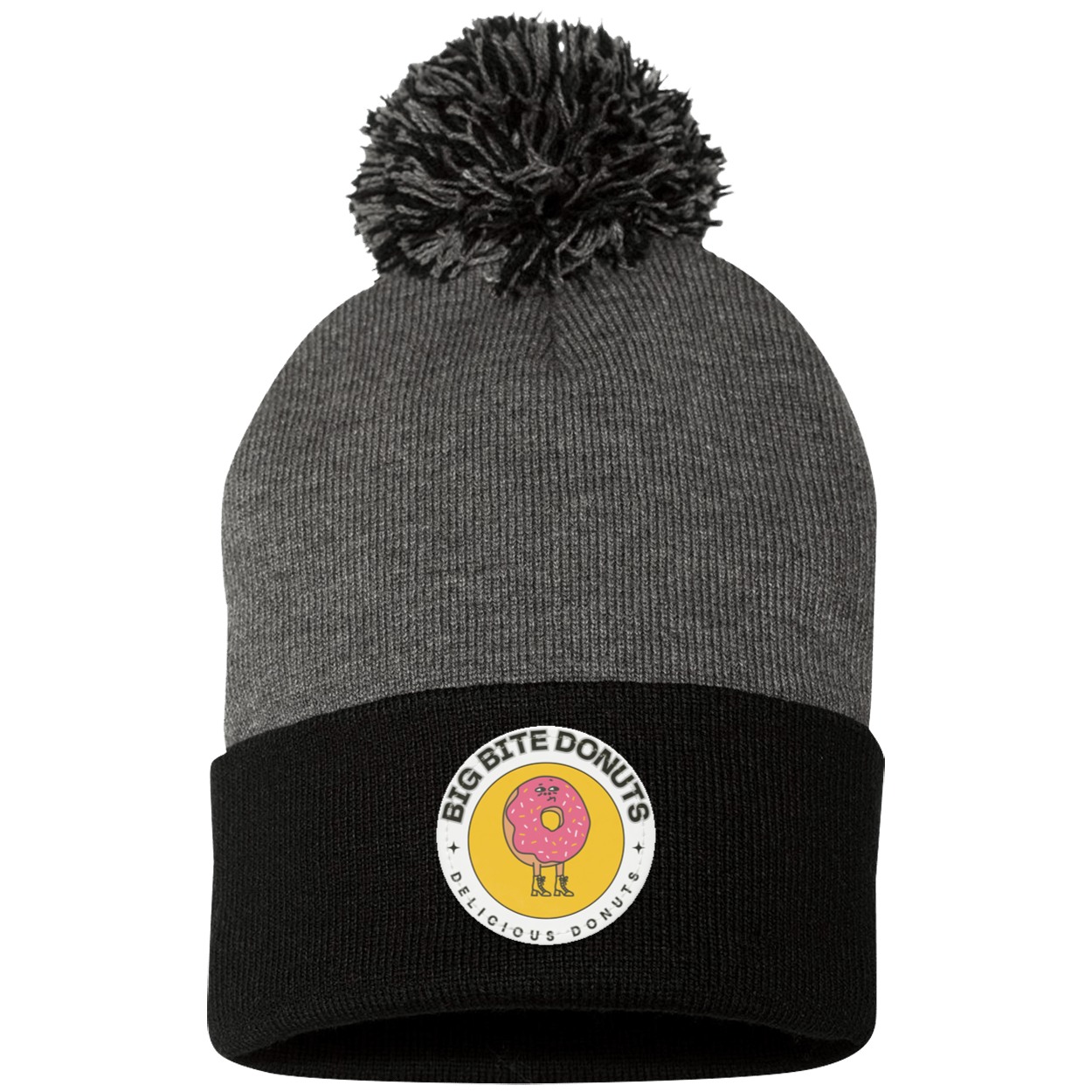 Big Bite Pom Pom Knit Cap - Patch