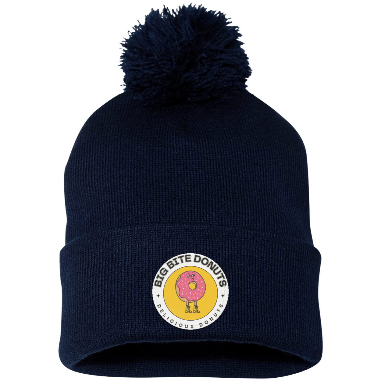 Big Bite Pom Pom Knit Cap - Patch